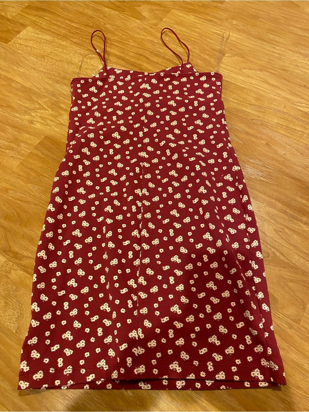 Red Floral Spaghetti-Strap Dress